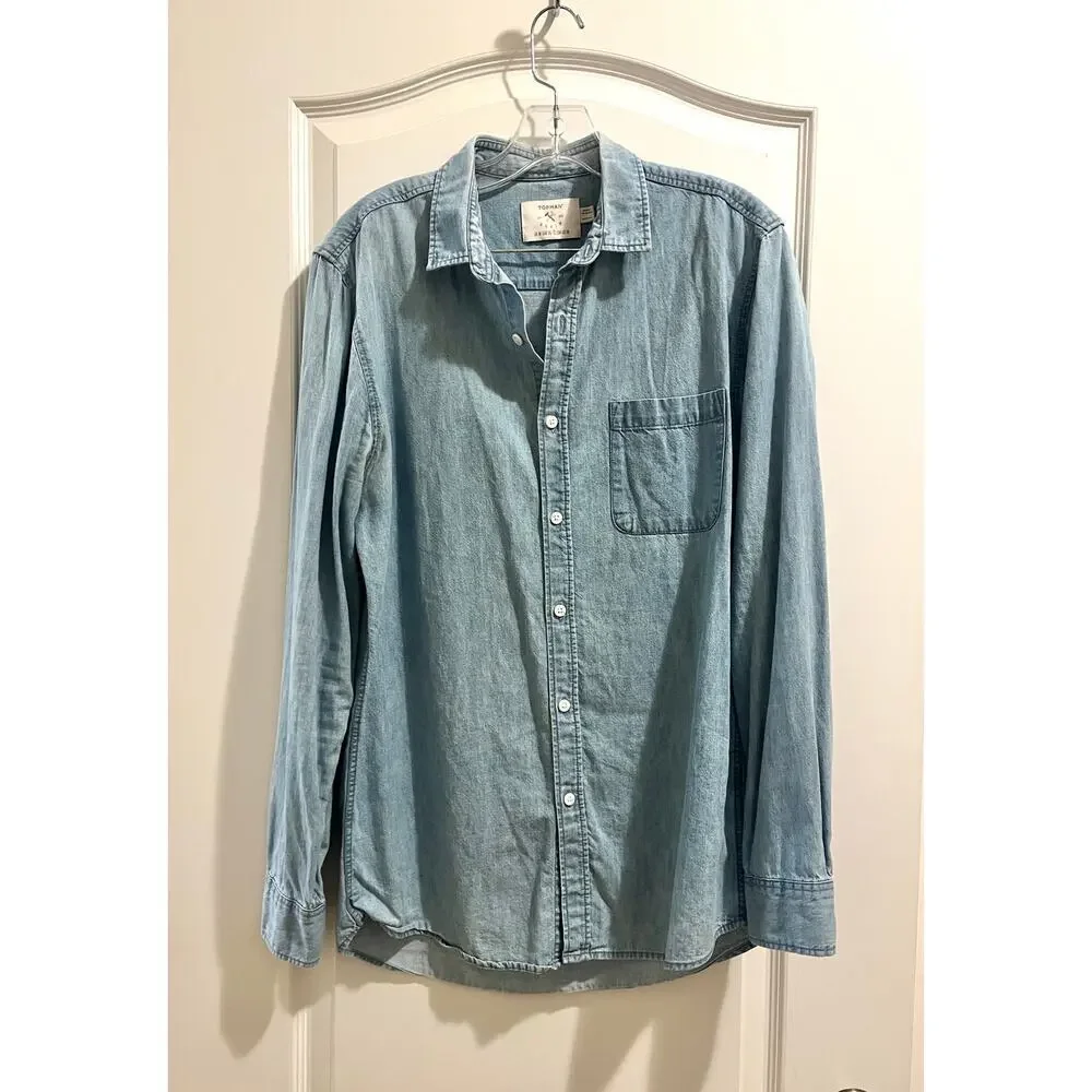 Topman Mens Chambray Button Down Top